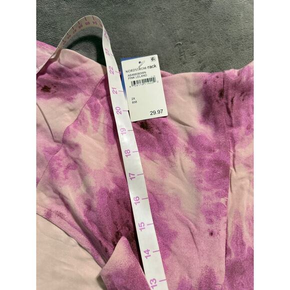 NWT Abound Size 2X PINK LELAND MIDI Tie Front Short Sleeve Skater Dress Flowy - Picture 6 of 8